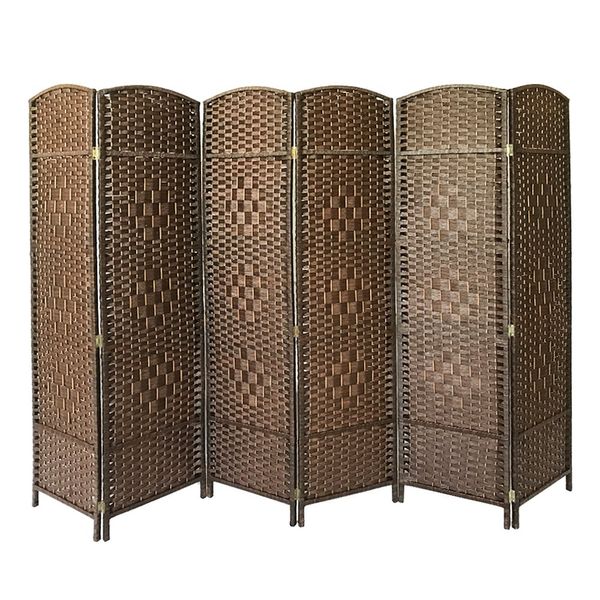 Solid Weave Hand Made Wicker Folding Room Divided Separator Privacy Screen Panel (Brown, 6panel)