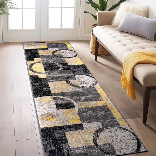 Rugshop Runner Rugs Abstract Circle Yellow Carpet Kitchen Rugs and Runners 2x7