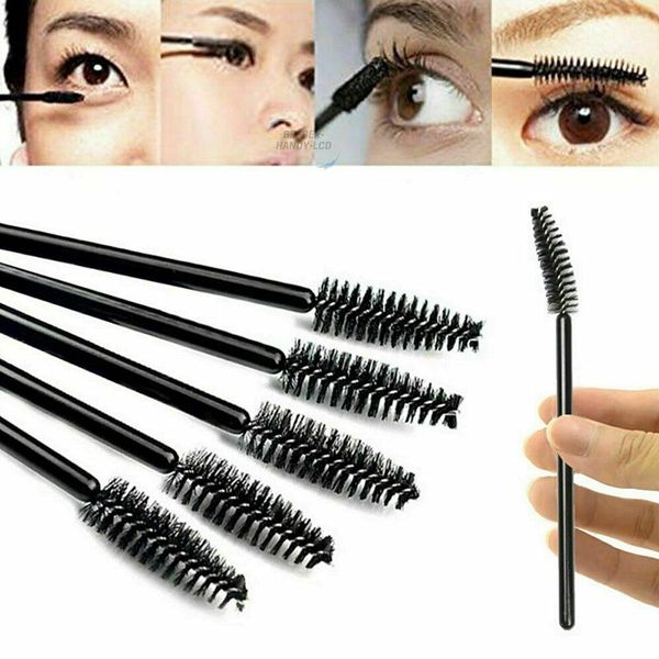 100 Mascara Wands Bulk Disposable Eyelash Eye Brow Brushes Applicator Spoolie Applicator Lash Extensions Makeup Tool Set (RED)