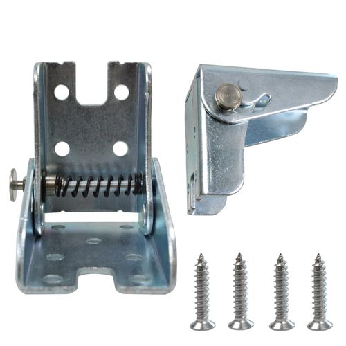 AUXBC Folding Hinge Bracket, Self-Locking Hinge, 90° Foldable Legs Extension Support Bracket, Heavy Duty Angle Braces Furniture Leg Fittings for Table Folding Legs Folding Worktables, Silver/2PCS