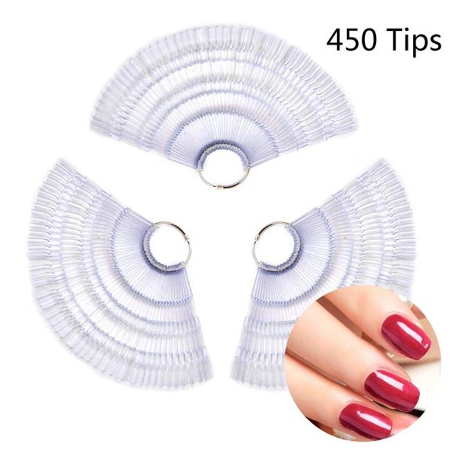 450 Sheets 3 Sets Nail Color Chart False Nails Color Pattern Art Pattern Practice Transparent Tip Display Nail Art Self Nail