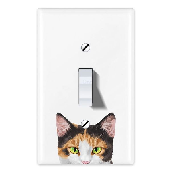 WIRESTER Single Gang Toggle Light Switch Plate/Wall Plate Cover - Calico Kitten Cat