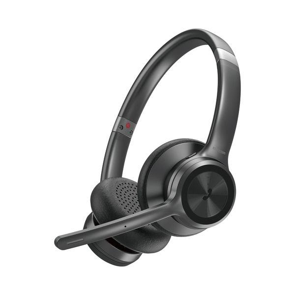 Elecom LBT-HSOH20BK Wireless Headset, Bluetooth / Wired, Noise Reduction Function, Mute Button, Black