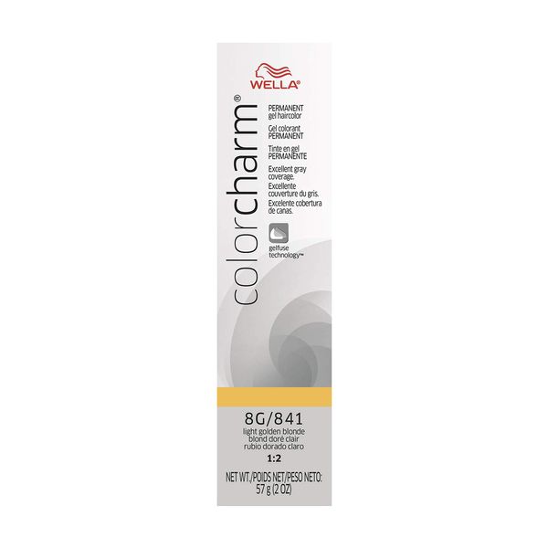 WELLA colorcharm Permanent Gel, Hair Color for Gray Coverage, 8G Light Golden Blonde