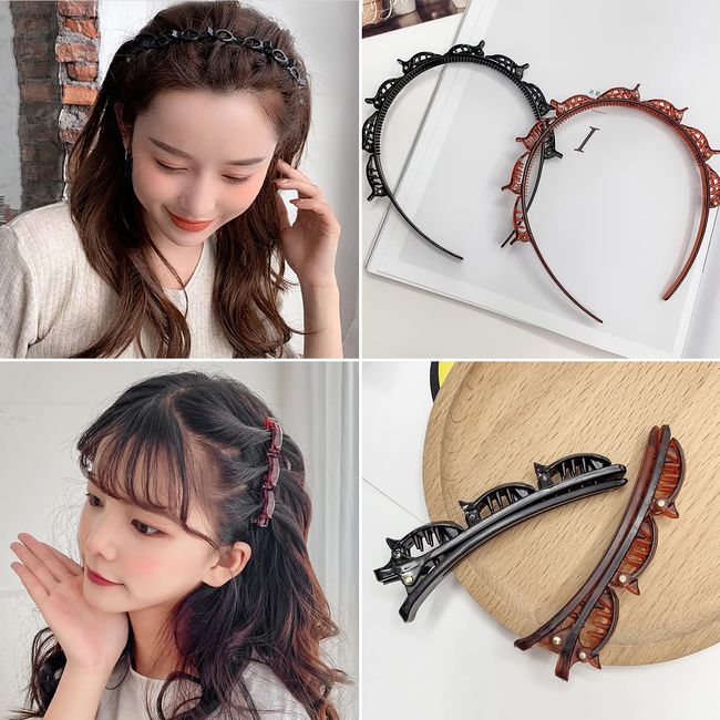 Fashion Double Layer Band Twist Plait Headband Hairpin Hair Claw Clips,  Black Magic Double Bangs Hairstyle Hairpin Hair Twister Headband Hair  Tools, Hair Accessories for Women, Girls 