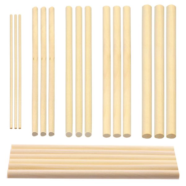 Glarks 160Pcs 5 Sizes Wooden Dowel Rods Kit, 1/8" 3/16" 1/4" 5/16" 3/8" x 6" Dowel Rods Unfinished Hardwood Sticks Craft Sticks for Crafts Making and DIY'ers