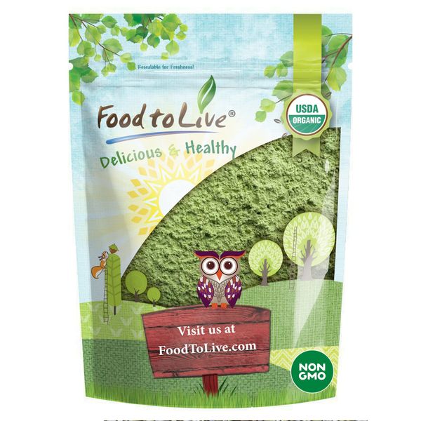 Food to Live Organic Wheatgrass Powder, 1 Pound — Non-GMO, Whole-Leaf, Raw, Non-Irradiated, Pure, Vegan Superfood, Bulk, Great for Juice, Rich in Fiber, Chlorophyll, Fatty Acids and Minerals