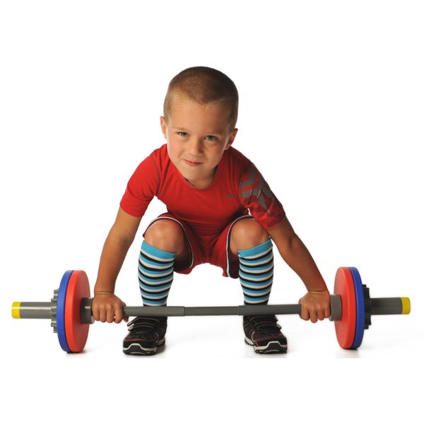 WOD Toys® Barbell Mini - Adjustable Barbell Toy Weight Set for Kids Fitness, Weightlifting and Power lifting - Safe, Durable Kids Gym Workout and Exercise Equipment for Toddlers and Children