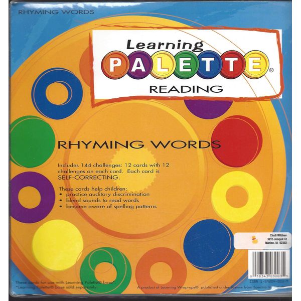 Kindergarten Reading Learning Palette Rhyming Words