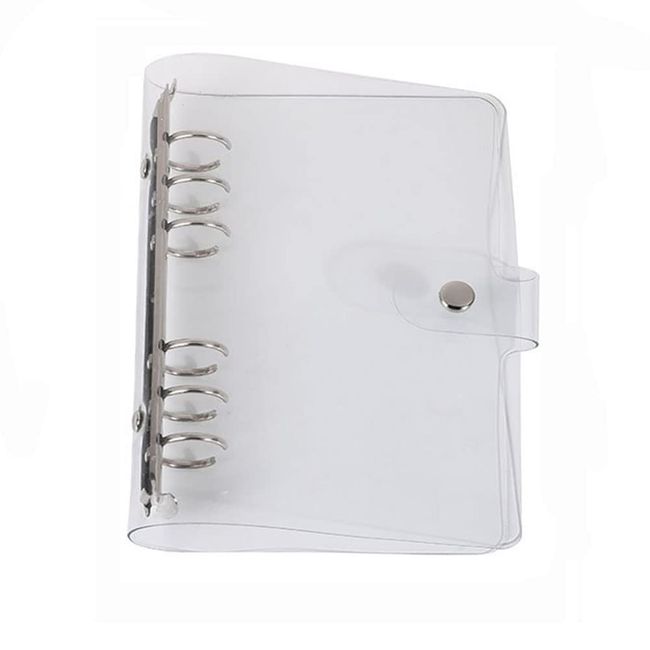 Samcos A6 A5 6 Hole Notebook Cover, Transparent Binder, Personal Notebook, PVC, Keyed Notebook, Diary, Ring, Binder, Clear Pocket (A5)