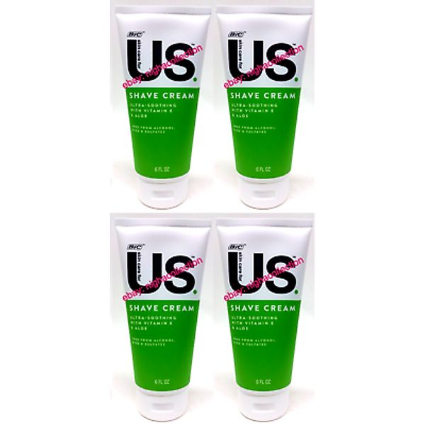 ( LOT 4 ) BICUS Unisex Ultra Soothing w/ Vit E Shave Cream Men & Women 6 OZ Each