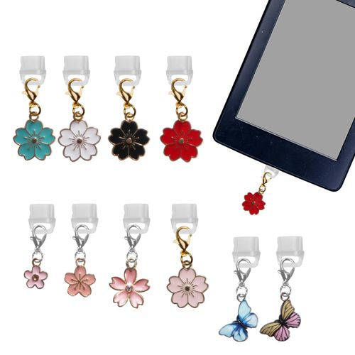 ATCCPYDM 10Pcs Dust Plug Charm Type C Anti Dust Plugs Compatible with Kindle Dustproof Plug with Pendants USB C-Port Caps Protector Charging Port Plugs Charm for Most Type C Phone(Flower)