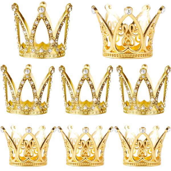 8 Pieces Crown Cake Topper Baby Crown Queen Crown Princess Headpiece Mini Cake Decoration for Women Lady Girl Wedding Royal Themed Baby Shower Decor Birthday Party