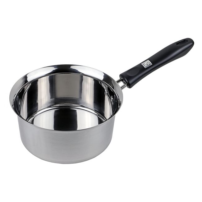 Pearl Metal HB-1887 Snow Flat Pot, 6.3 inches (16 cm), Induction Compatible, Easy Pouring, Stainless Steel Pot, Made in Japan