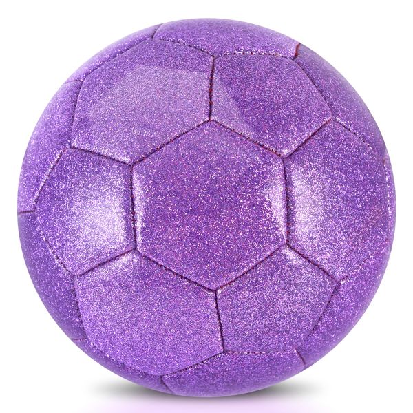 Sparkling Purple Size 2 Toddler Soccer Ball Kids Soccer Ball Mini Soccer Ball Age 3-8 Indoor Soccer Ball Training Soccer Ball Small Soccer Ball for Boys Girls Gift Outdoor Sport Practice Grass Game