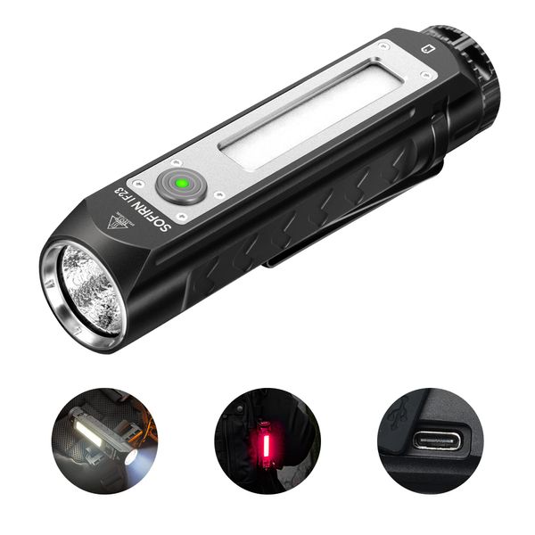 Sofirn IF23 Flashlights High Lumens, EDC Flashlight Super Bright, Rechargeable LED Flash Light 4000lm with Side RGB Light, with Magnetic Tail Cap, for Camping Hunting Emergency