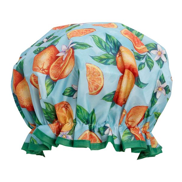 Bodylife Shower Cap Reusable Bath Cap Double Layered Waterproof Tutti Frutti Orange 27cm