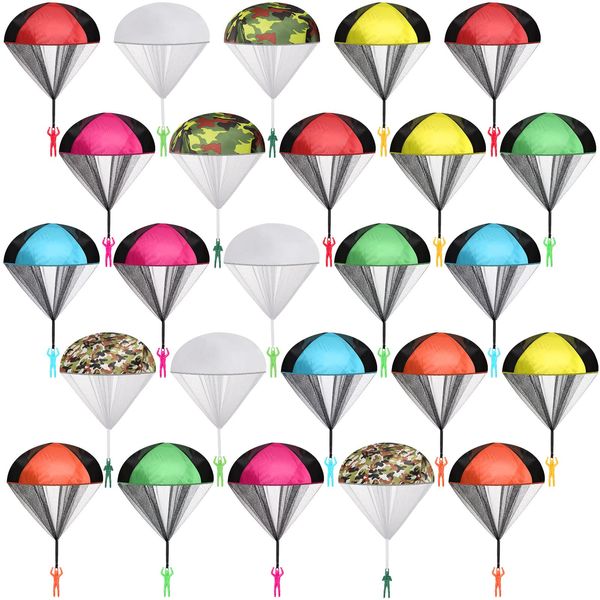 Yunsailing 25 Pcs Parachute Toy, Children's Flying Toys Camo Parachute Army Parachute Flying Throwing Toy for Kids School Outdoor, No Battery nor Assembly Required Party Gifts