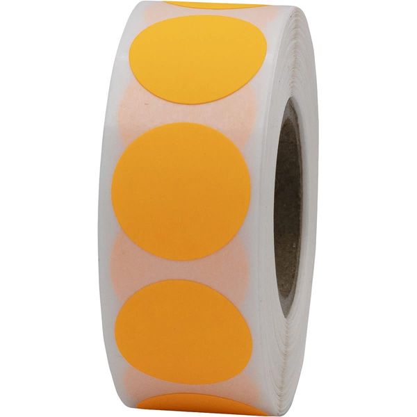 Fluorescent Orange Color Coding Dot Labels 19.1 mm 0.75 Inch Round 500 Count