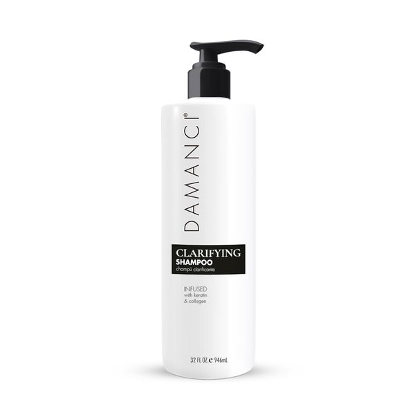 DAMANCI Clarifying Shampoo, Deep Cleansing Shampoo to Remove Buildup and Residue, Hair Detox Shampoo with Keratin and Collagen, Oily Hair and pH Balance Shampoo (32 oz)