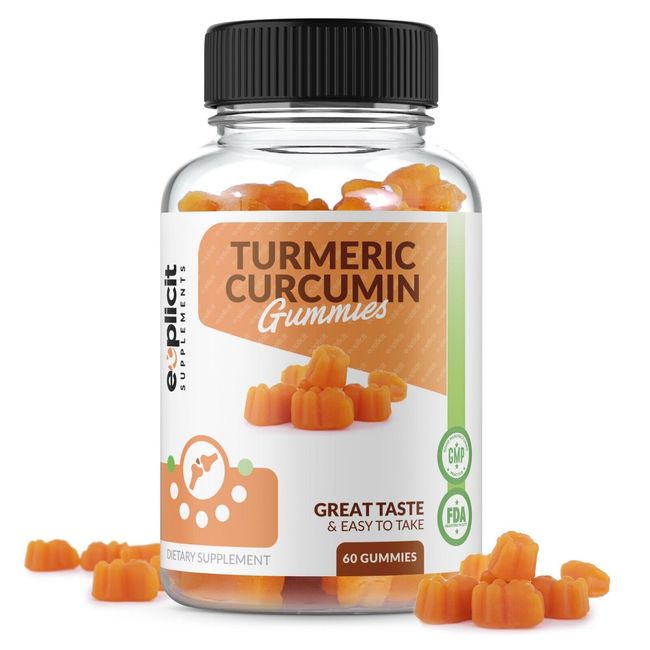 Turmeric Curcumin Gummies w Black Pepper - Natural, Easy-2-Take Chewable Vitamin