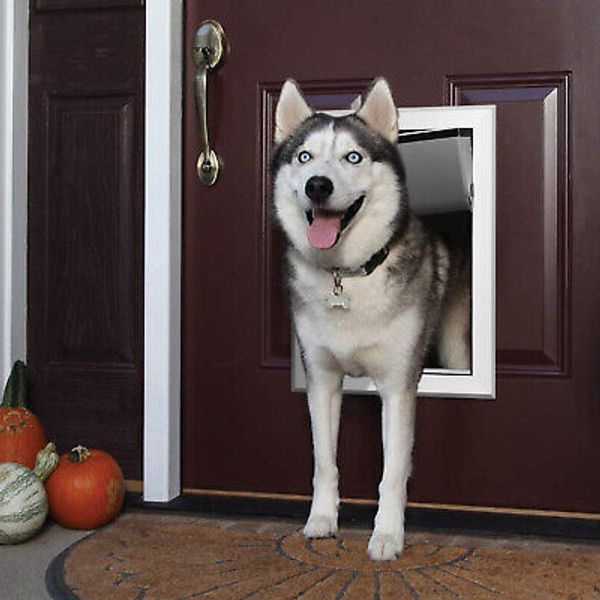 Large Pet Door Lockable Dog Cat Magnetic Flap Screen Gate Wall Frame 14"x20"