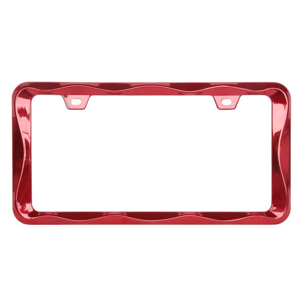 Sgooky 3D Curly Wave Pattern License Plate Holder Chrome License Plate Frame from Pure Zinc Alloy Metal Perfect Plate Holder (1pc, Shining red)