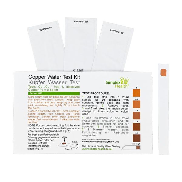 Water Copper Test Strips 0-5ppm (5 tests)