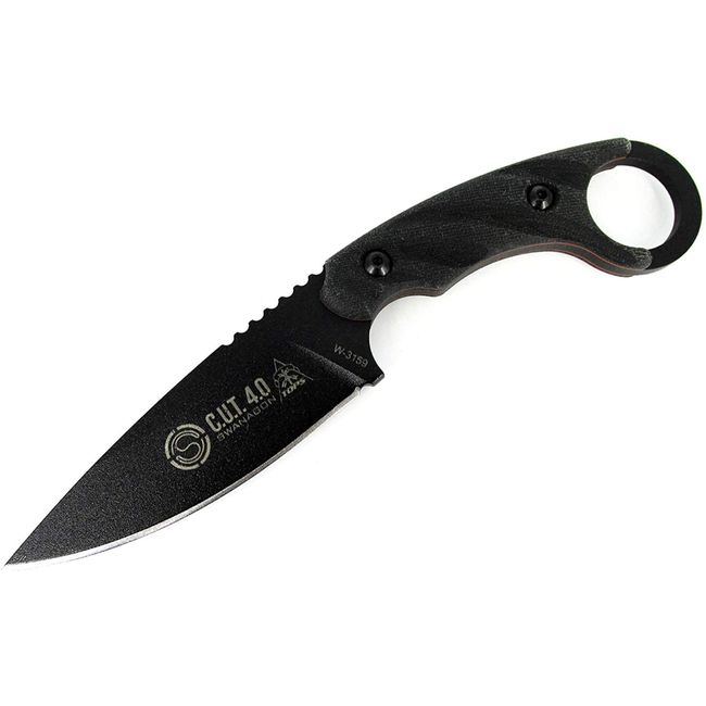 TOPS TPCUT40A-BRK Cut Combat Utility Tool Knife, Black