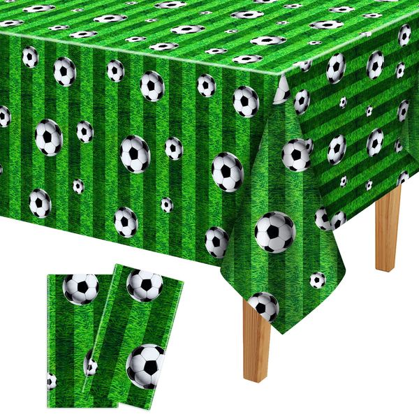 ASTARON 2 pcs Football Table Cloth 137 * 274cm, Soccer Ball Pattern Tablecloth Football Table Covers for Football Events Football Party Decorations for Boys Birthday Soccer Party Supplies