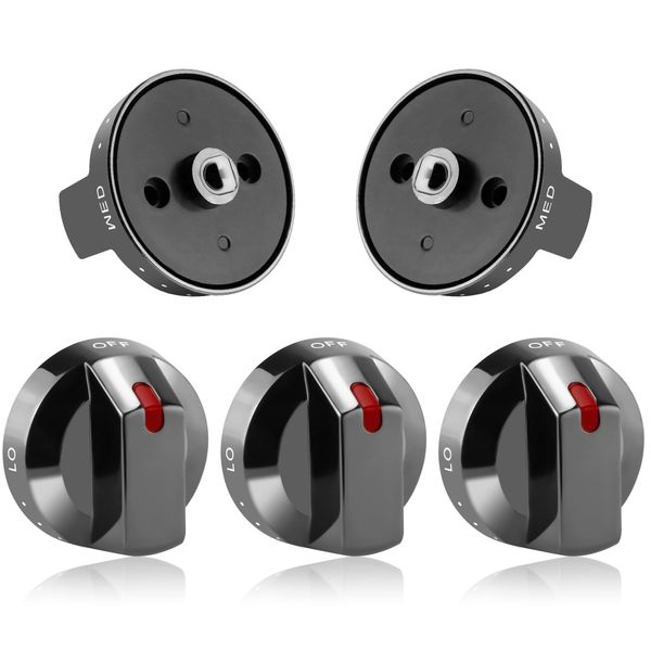 MIFLUS DG64-00473B Top Burner Control Dial Knob Compatible for Sam-Sung Stove Knobs Replacements/Sam-Sung Oven Knobs Replacements/Electric Stove Knobs Replacements(5packs Metal)