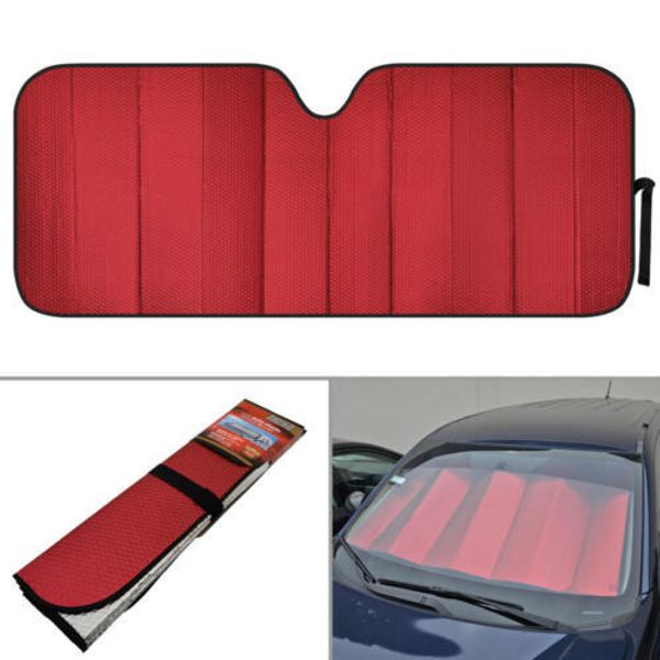 carXS Jumbo Front Window Car Windshield Sun Shade Protect Foldable Metallic Red