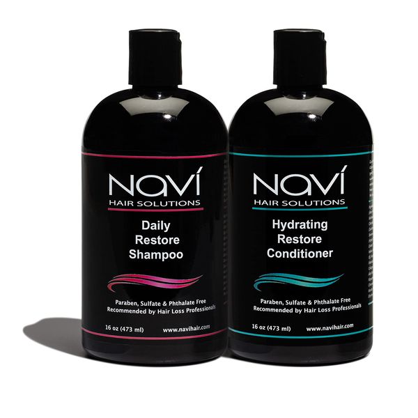 Navi Hair Growth Shampoo and Conditioner Set, Natural DHT Blocker for Thinning Hair and Hair Loss, Safe for Color Treated Hair, Sulfate Free, Hair Regrowth and Thickening for Men and Women, 2 x 16 oz