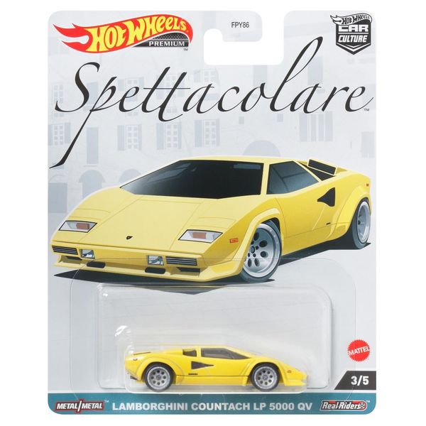 Lamborghini Countach LP 5000 QV Yellow Spettacolare Series Diecast Model Car by Hot Wheels