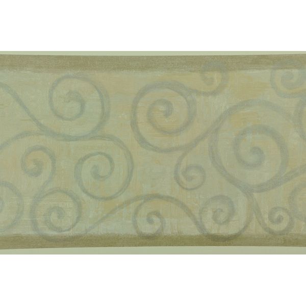 Wall Border silver line pastel colors swirls FI46042B