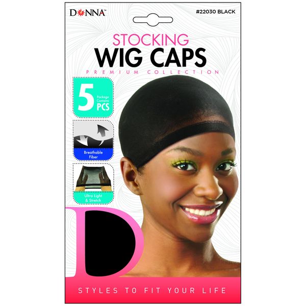 DONNA Stocking Wig Caps 2pcs XL Black Wig Head Wig Caps for Women Hair Bonnet for Sleeping Hair Net