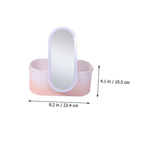 PACKOVE Portable LED Makeup Mirror with Storage Box Battery Operated Rotatable Design for Travel and Organizer with Lighted Mirror