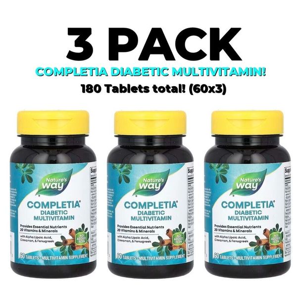 Nature's Way, Completia, Diabetic Multi-Vitamin, 3 PACK, 60 Tablets each x 3