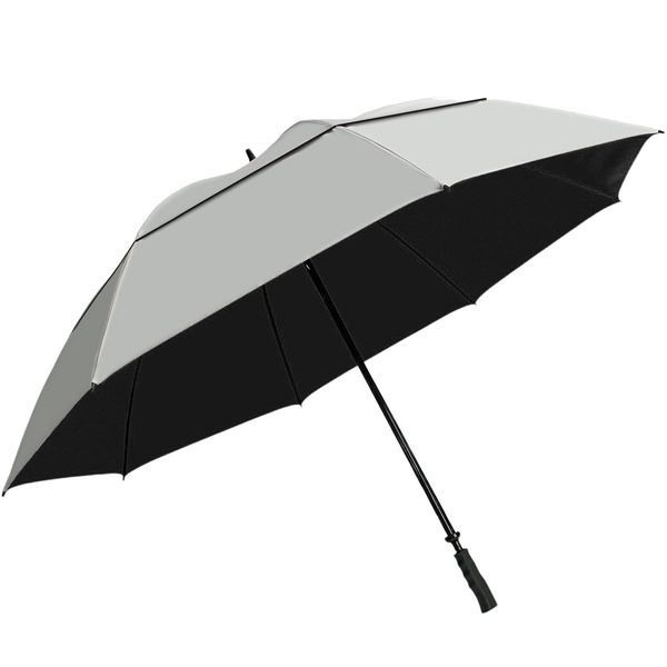 Suntek 68” Reflective UV Protection Windcheater Umbrella with Vented Double Canopy (Silver/Black), One Size, (UWCUV)