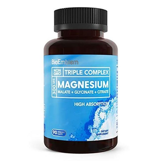 BioEmblem Triple Magnesium Complex | 300mg of Magnesium Glycinate, Malate, &