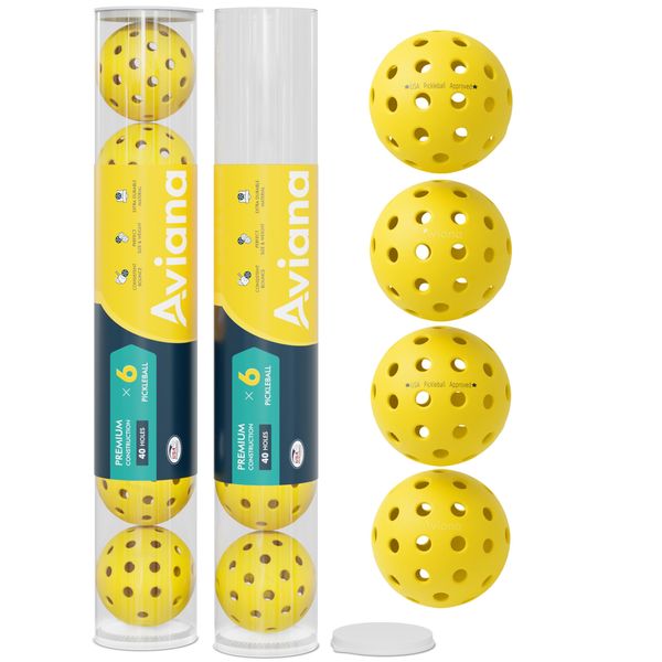 Pickleball Balls Outdoor Set | Professional USAPA Approved for Sanctioned Tournament Play | 40 Holes & Specifically Designed for Outdoor Courts 12 Pack, Yellow (12 Pack, Yellow)