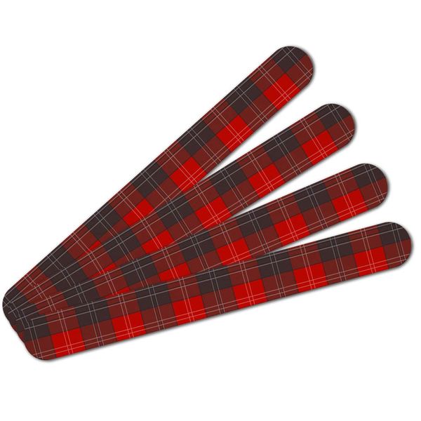 Plaid Red Gray Grey Pattern Double-Sided Nail File Emery Board Set 4 Pack