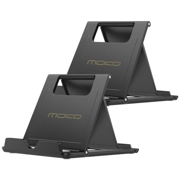 MoKo 2PCS Phone/Tablet Stand, Desktop Holder for 4-11" Device, Fit with iPhone 16/Pro/Pro Max/Plus, iPhone 15/Pro/Pro Max/Plus, iPhone 14/Pro/Pro Max/Plus, iPhone 13/Pro/Pro Max/Plus