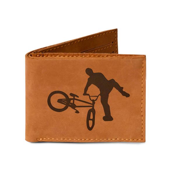 Men's Bmx And Mtb Rider -1 Handmade Genuine Pull-up Leather Wallet MHLT_03