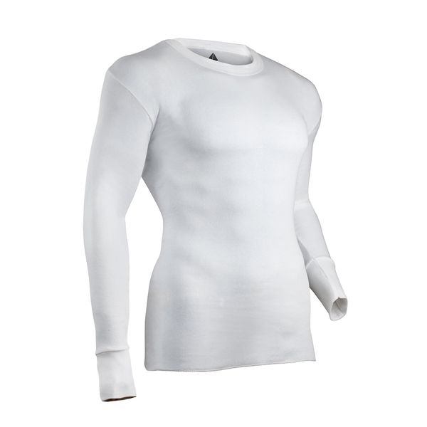 Indera Men's Tall Cotton Rib Knit Thermal Underwear Top, White, Large