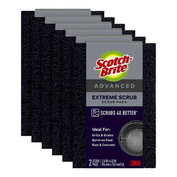 Scotch Brite Extreme Scouring Pads for Grill Grates Rust Stain Remover 2 Pack