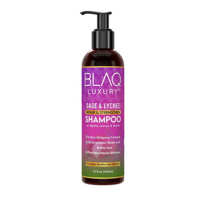 Blaq Luxury Sage & Lychee Repair and Strengthen Shampoo - Revitalizes Your Hair with infused Biotin and Nettle - Sulfate-Free Formula for All Hair Typ...