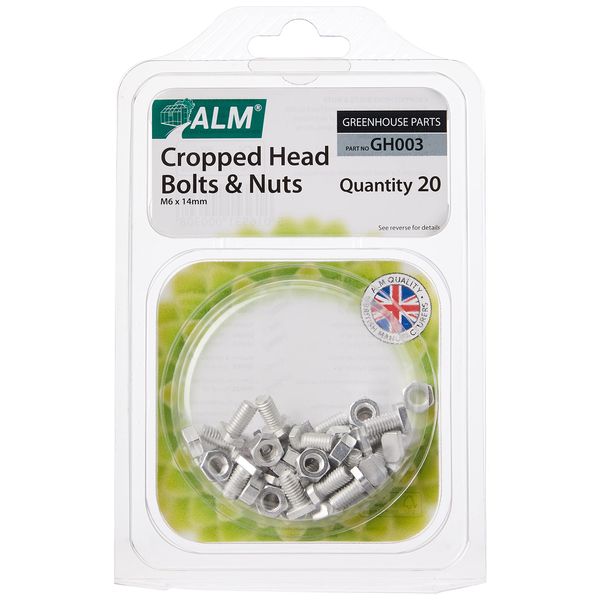 Alm Aluminium Cropped Head Nuts & Bolts (Pack 20) - GH003, Silver