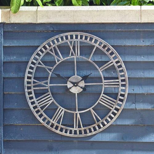 Garden Mile Buxton Wall Clock Roman Numerals Open Face Stylish Weatherproof Outdoor Indoor or Garden Wall Clock Decorative or on your Fence Garden