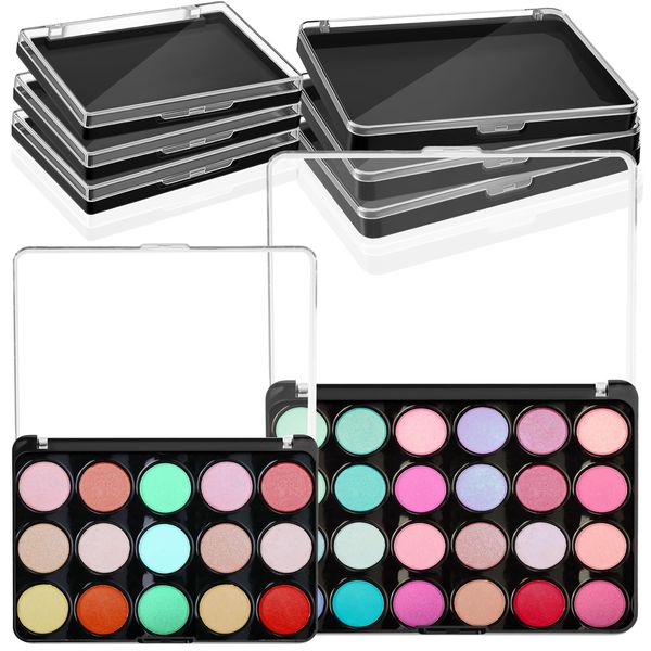 Ziliny 6 Pcs Empty Magnetic Makeup Palette with Clear Top Travel Makeup Pan DIY Eyeshadow Pan Dispensing Storage Box for Eyeshadow Lipstick Blush Powder Pigment, 4.6 x 2.4 x 0.4 In, 5.5 x 4.0 x 0.6 In